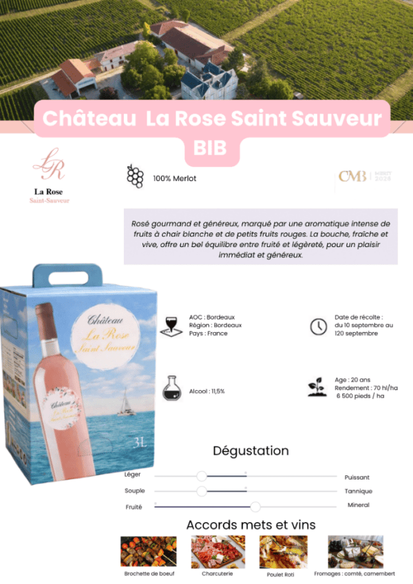 BIB 3 L Château La Rose Saint Sauveur Rosé